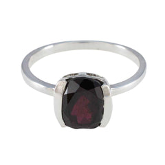 Garnet Solitaire American Silver Red Gemstones Whisper thin Graceful Ring Jewelry