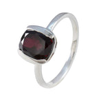 Garnet Solitaire American Silver Red Gemstones Whisper thin Graceful Ring Jewelry