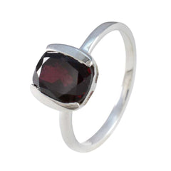 Garnet Solitaire American Silver Red Gemstones Whisper thin Graceful Ring Jewelry