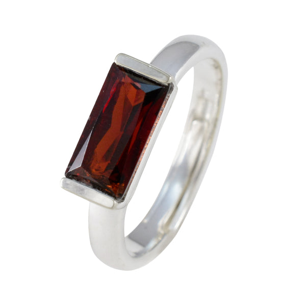 Garnet Solitaire Japanese 925 Silver Red Gemstone Whisper thin Luxurious Ring Jewelry