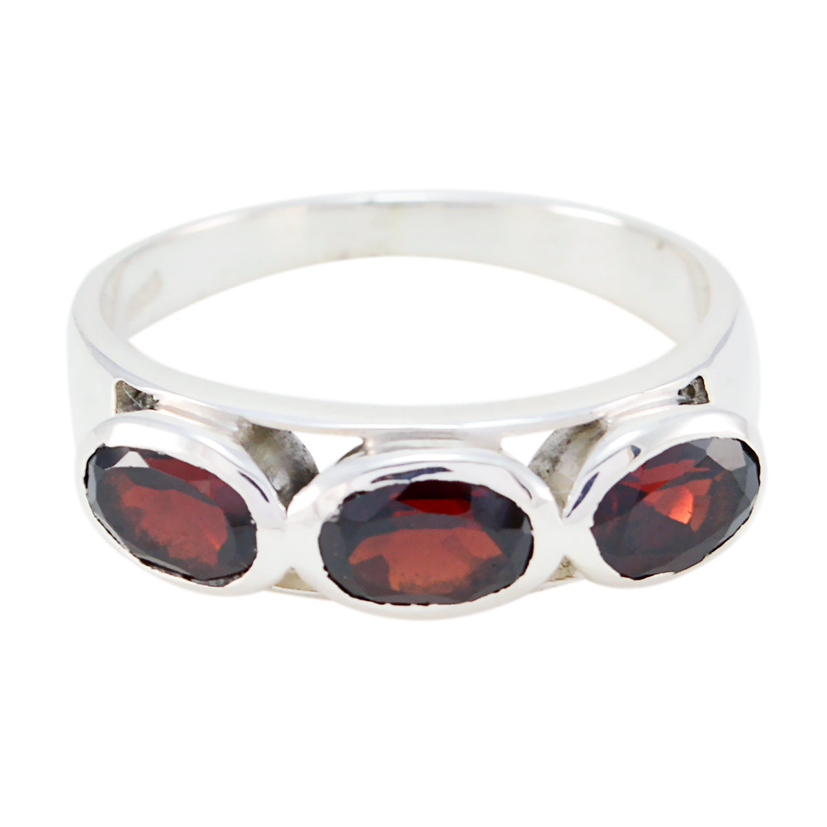 Garnet Trilogy Turkish Silver Red Gemstone Dainty Abstract Ring Jewelry Immagine principale del prodotto