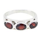 Garnet Trilogy Turkish Silver Red Gemstone Dainty Abstract Ring Jewelry