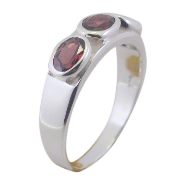 Garnet Trilogy Turkish Silver Red Gemstone Dainty Abstract Ring Jewelry