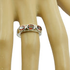 Garnet Trilogy Turkish Silver Red Gemstone Dainty Abstract Ring Jewelry