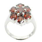 Garnet Hepta African 925 Sterling Silver Red Gemstones Mid weight Floral Ring Jewelry