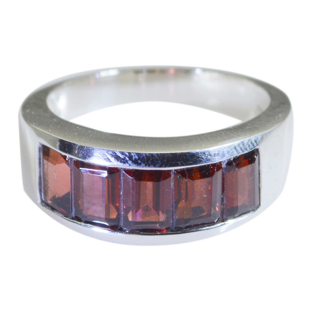Garnet Penta French 92.5 Silver Red Gems Mid weight Contemporary Ring Jewelry