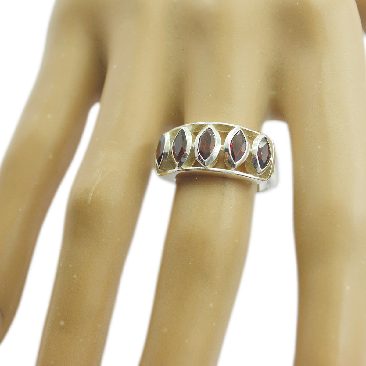 ガーネットペンタ インディアン 925 スターリングシルバー レッドジェムストーン スリム ボヘミアンリング ジュエリー サブ画像