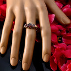 Garnet Trilogy Korean 925 Silver Red Gems Whisper thin Artisan Ring Jewellery