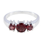 Garnet Trilogy Korean 925 Silver Red Gems Whisper thin Artisan Ring Jewellery