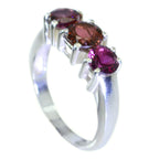 Garnet Trilogy Korean 925 Silver Red Gems Whisper thin Artisan Ring Jewellery