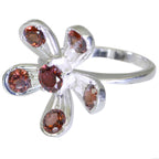 Garnet Hexa Russian Silver Red Gemstones Minimal Love Ring Jewellery