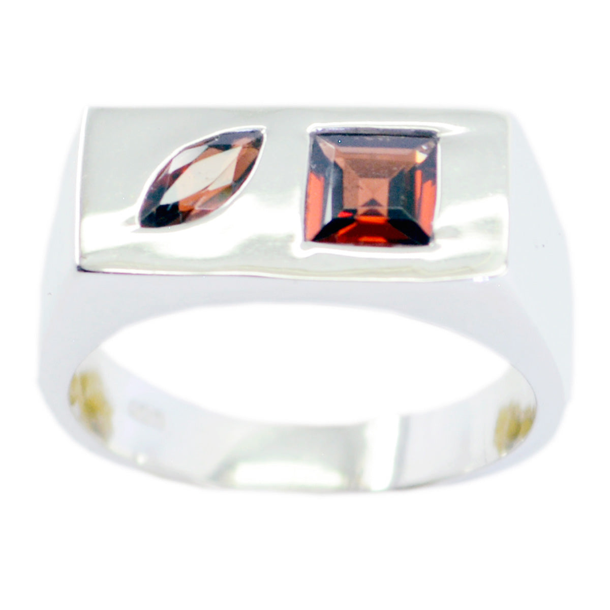 Garnet Toi et Moi African Sterling Silver Red Gemstones Tiny Modern Ring Jewellery