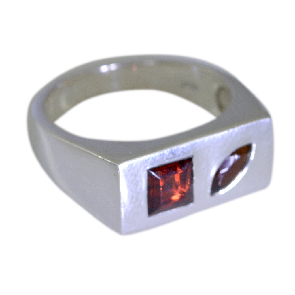 Garnet Toi et Moi African Sterling Silver Red Gemstones Tiny Modern Ring Jewellery