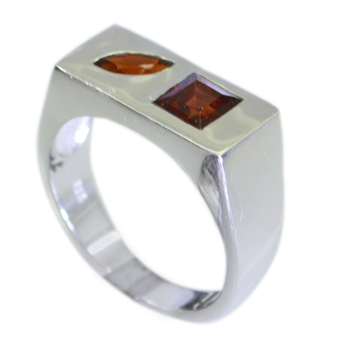 Garnet Toi et Moi African Sterling Silver Red Gemstones Tiny Modern Ring Jewellery