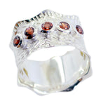 Garnet Penta Egyptian 92.5 Silver Red Gemstone Mid weight Vintage Band Jewellery