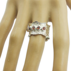 Garnet Penta Egyptian 92.5 Silver Red Gemstone Mid weight Vintage Band Jewellery