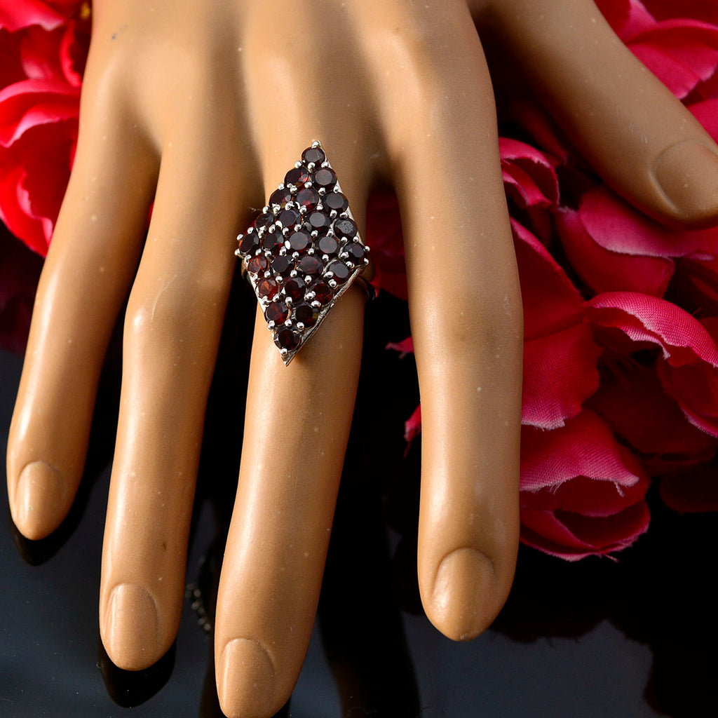 Garnet multiple Indian Sterling Silver Red Gemstone Classic Signet Ring Jewellery