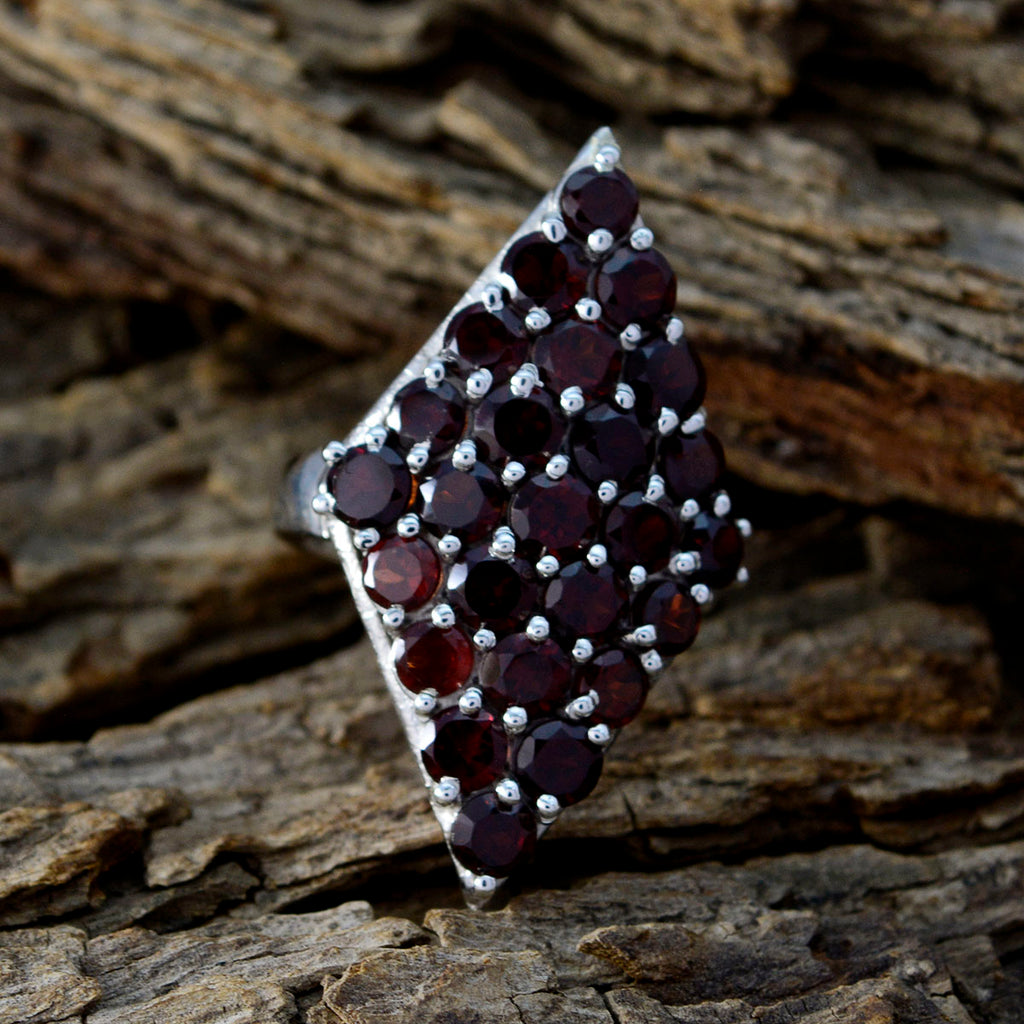 Garnet multiple Indian Sterling Silver Red Gemstone Classic Signet Ring Jewellery