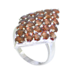 Garnet multiple Indian Sterling Silver Red Gemstone Classic Signet Ring Jewellery