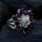 Garnet multiple Moroccan 925 Sterling Silver Red Gemstone Classic Floral Ring Jewelry
