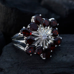 Garnet multiple Moroccan 925 Sterling Silver Red Gemstone Classic Floral Ring Jewelry