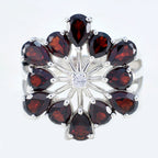 Garnet multiple Moroccan 925 Sterling Silver Red Gemstone Classic Floral Ring Jewelry