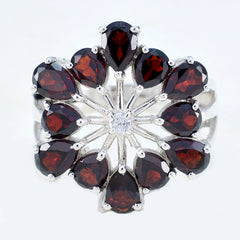 Garnet multiple Moroccan 925 Sterling Silver Red Gemstone Classic Floral Ring Jewelry