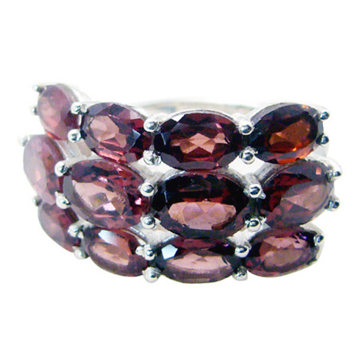 Garnet multiple French Sterling Silver Red Gems Minimal Artisan Ring Jewelry