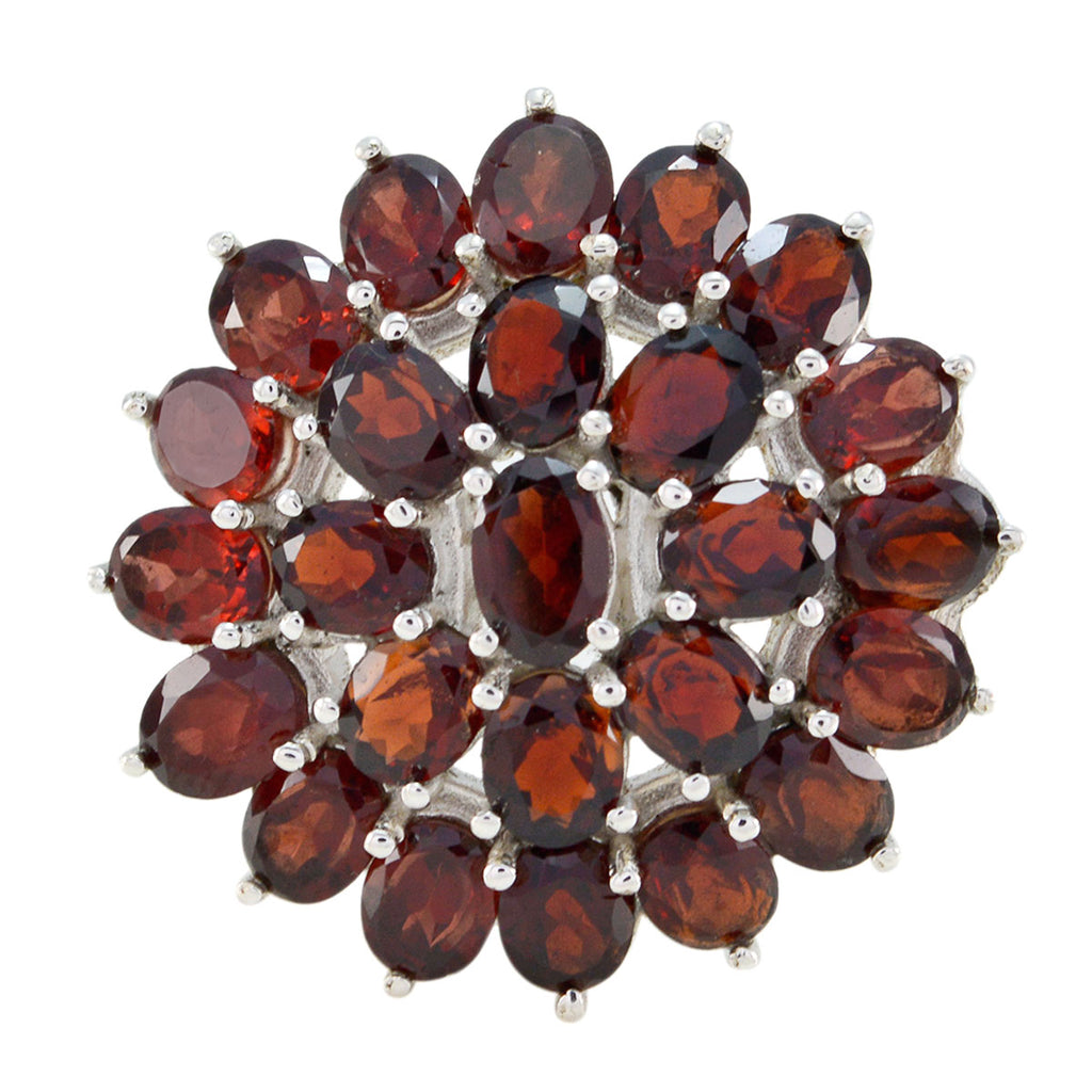Garnet multiple African Silver Red Gemstone Eye catching Abstract Ring Jewelry