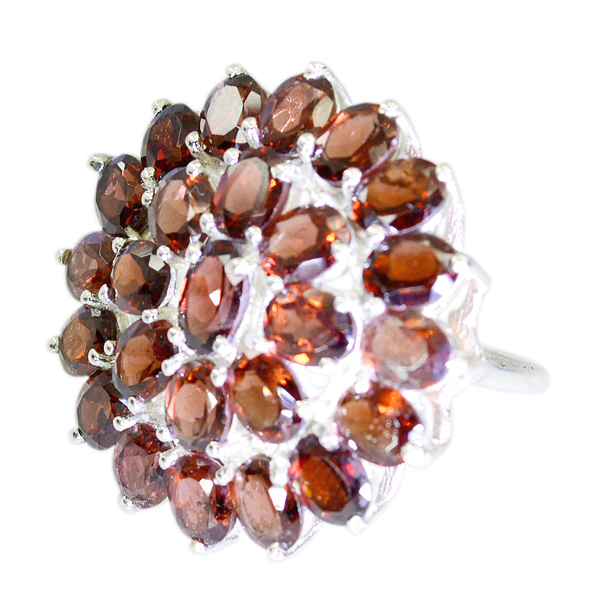 Garnet multiple African Silver Red Gemstone Eye catching Abstract Ring Jewelry