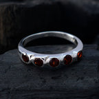 Garnet Penta Korean Silver Red Gemstones Whisper thin Retro Band Jewelry