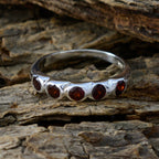 Garnet Penta Korean Silver Red Gemstones Whisper thin Retro Band Jewelry