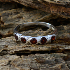 Garnet Penta Korean Silver Red Gemstones Whisper thin Retro Band Jewelry