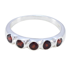 Garnet Penta Korean Silver Red Gemstones Whisper thin Retro Band Jewelry