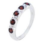Garnet Penta Korean Silver Red Gemstones Whisper thin Retro Band Jewelry
