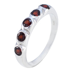 Garnet Penta Korean Silver Red Gemstones Whisper thin Retro Band Jewelry