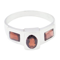 Garnet Trilogy Russian 925 Silver Red Gemstones Tiny Cultural Ring Jewelry