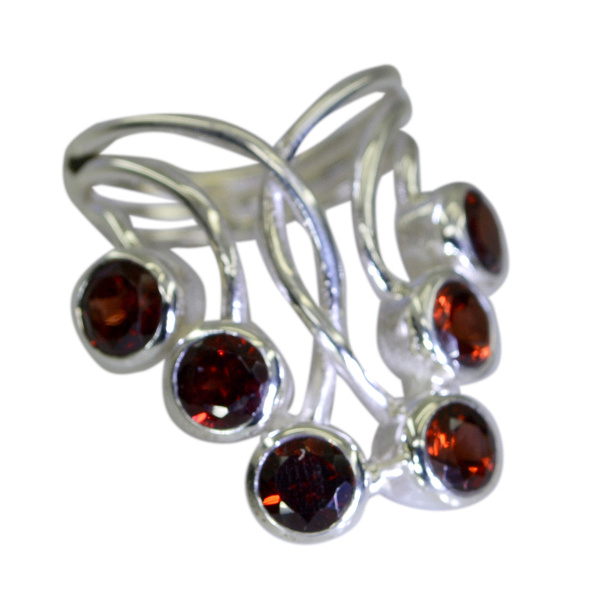 Garnet Hexa Egyptian 92.5 Silver Red Gems Essential  Contemporary Ring Jewelry