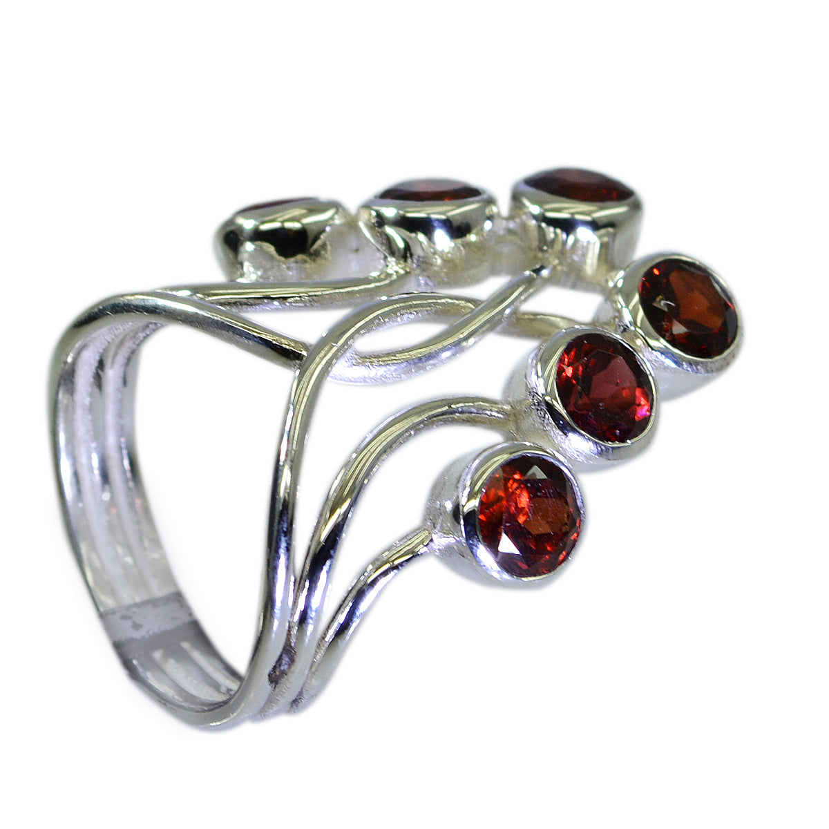 Garnet Hexa Egyptian 92.5 Silver Red Gems Essential  Contemporary Ring Jewelry