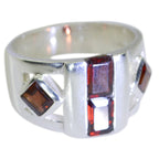 Garnet quarter French 925 Sterling Silver Red Gemstone Eye catching Abstract Ring Jewellery