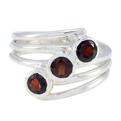 Garnet Trilogy German 925 Sterling Silver Red Gems Essential  Trendy Ring Jewelry