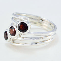 Garnet Trilogy German 925 Sterling Silver Red Gems Essential  Trendy Ring Jewelry