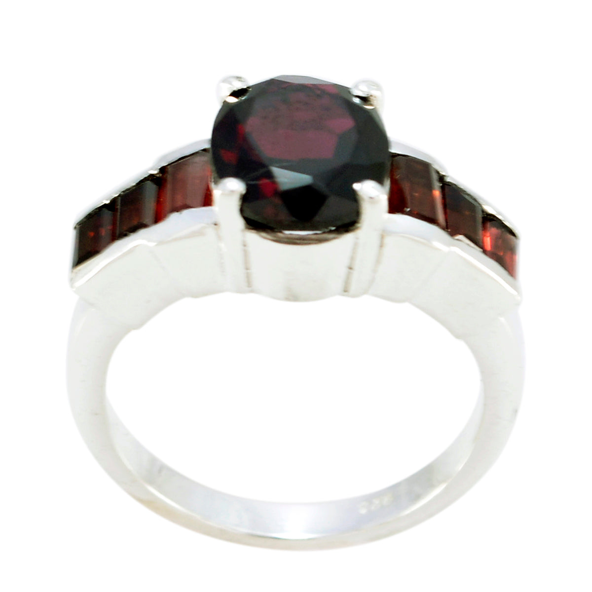 Garnet Hepta African Sterling Silver Red Gemstones Mid-weight Trendy Ring Jewelry Второстепенное изображение товара