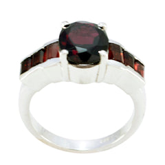Garnet Hepta African Sterling Silver Red Gemstones Mid weight Trendy Ring Jewelry