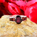 Garnet Hepta African Sterling Silver Red Gemstones Mid weight Trendy Ring Jewelry