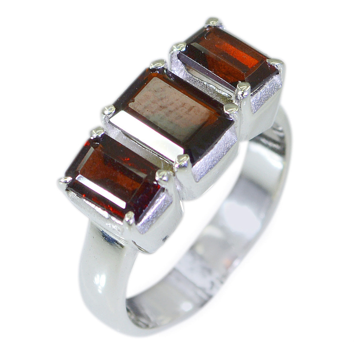 Garnet Trilogy Japanese 92.5 Silver Red Gemstone Whisper thin Boho Ring Jewelry