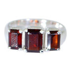 Garnet Trilogy Japanese 92.5 Silver Red Gemstone Whisper thin Boho Ring Jewelry