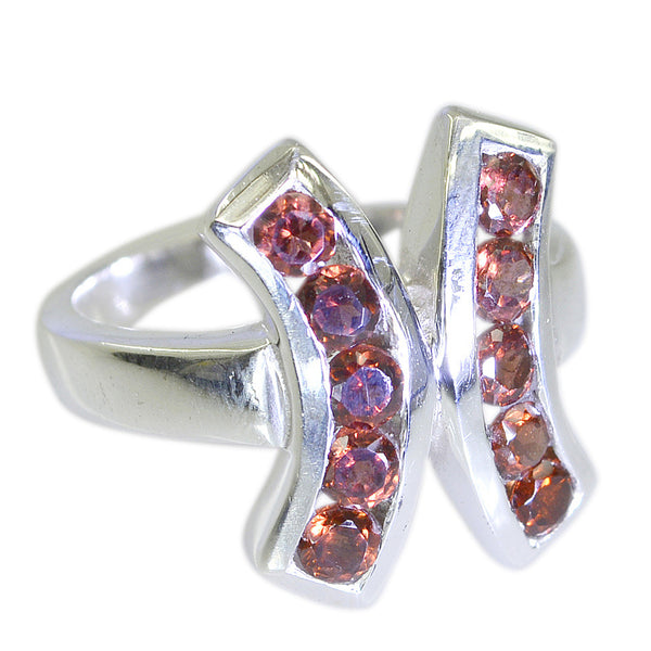 Garnet deka Egyptian Sterling Silver Red Gemstone Eye catching Contemporary Ring Jewellery