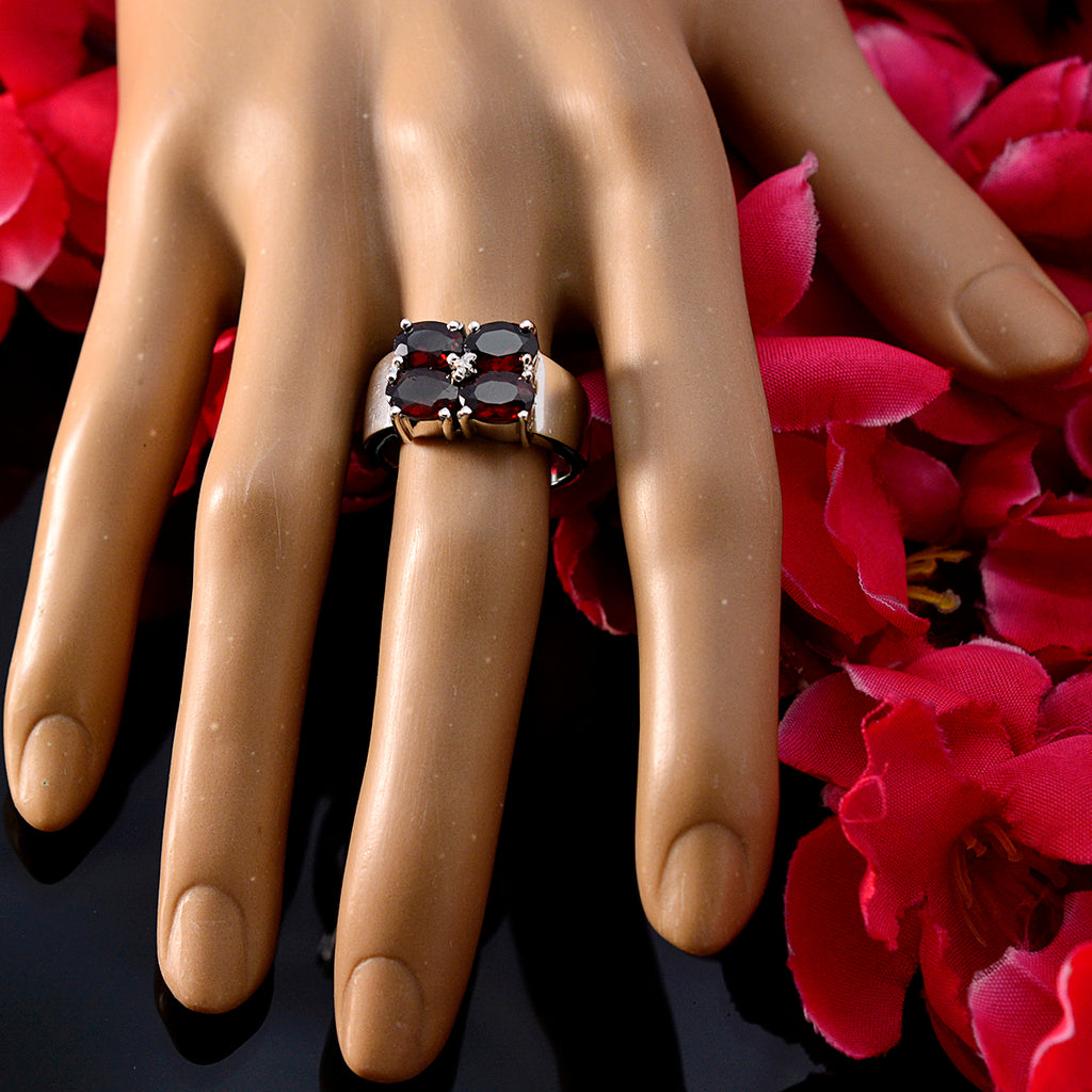 Garnet quarter German 92.5 Silver Red Gems Essential  Trendy Ring Jewellery