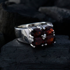 Garnet quarter German 92.5 Silver Red Gems Essential  Trendy Ring Jewellery